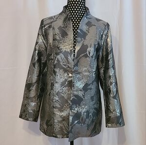 Soft Surroundings Gray And Silver Cranes Jacket
